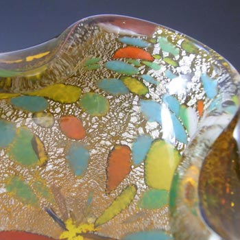 Murano Venetian Amber Glass Silver Leaf Bowl/Ashtray