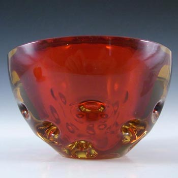 Galliano Ferro Murano Geode Red & Amber Sommerso Glass Bowl