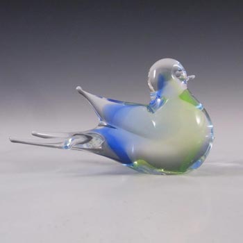 V. Nason & Co Murano Blue & Green Glass Bird Sculpture - Label