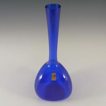 Ryd Labelled Scandinavian Blue Glass Three Sided Vase