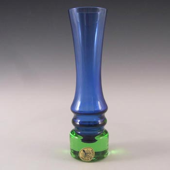 Sea Glasbruk 1970\'s Swedish Blue & Green Glass Stem Vase