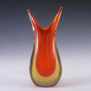 Murano/Venetian Red & Amber Sommerso Glass Vase