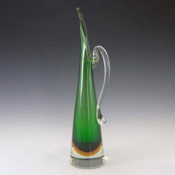 Murano/Venetian Green & Amber Sommerso Glass Vase/Jug