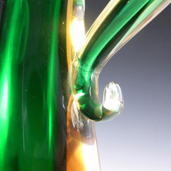 Arte Nuova Pustetto & Zanetti Murano Green & Amber Sommerso Glass Vase