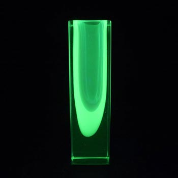 (image for) Murano Sommerso Faceted Uranium Glass Block Vase