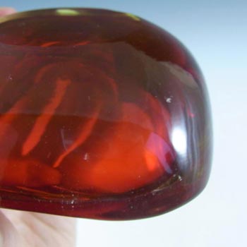 Murano Geode Red & Amber Sommerso Glass Square Bowl