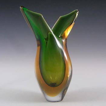 (image for) Murano/Venetian Green & Amber Sommerso Glass Vase
