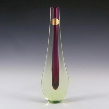 Galliano Ferro Murano Sommerso Purple & Uranium Glass Stem Vase