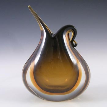 Murano/Sommerso 1950's Brown & Amber Glass Vase
