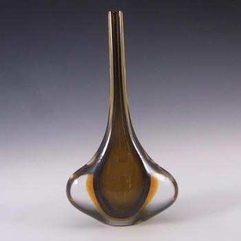 (image for) Murano/Sommerso 1950's Brown & Amber Glass Stem Vase