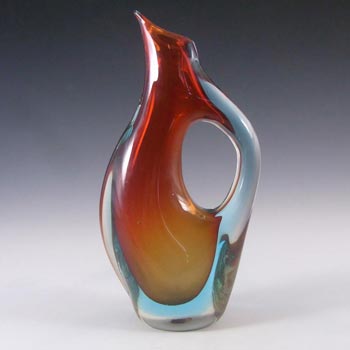 Murano/Venetian Red & Blue Sommerso Glass Vase