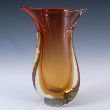 Murano/Venetian Red & Amber Sommerso Glass Vase #2