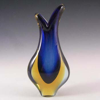 Murano/Venetian Blue & Amber Sommerso Glass Vase