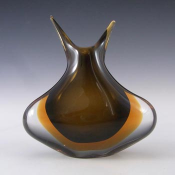 Murano/Venetian Brown & Amber Sommerso Glass Vase
