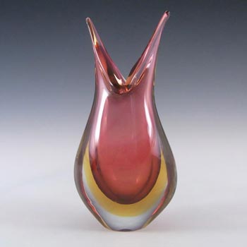 Murano/Venetian Pink & Amber Sommerso Glass Vase