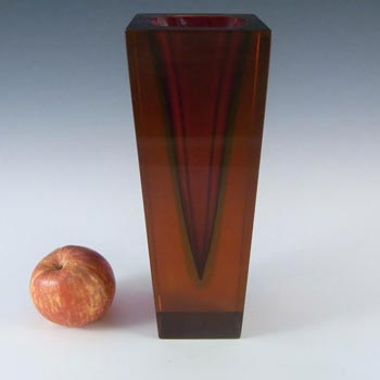 Large Murano Faceted Sommerso Glass Block Vase