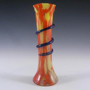 Czech 1930\'s Red & Yellow Spatter / Splatter Glass Vase