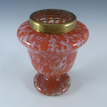Czech 1930's Red & White Spatter/Splatter Glass Vase