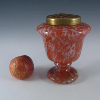Czech 1930's Red & White Spatter/Splatter Glass Vase