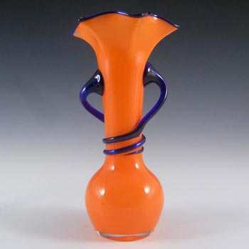 Czech 1930's/40's Orange & Blue Glass Tango Vase