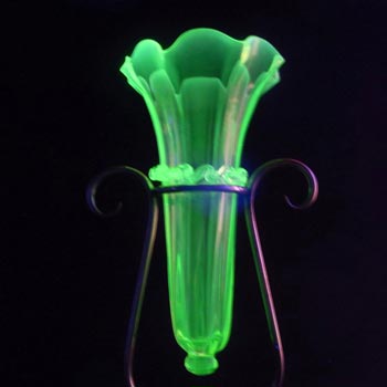 Victorian Vaseline / Uranium Glass + Silver Epergne Vase