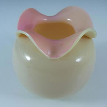 Victorian Uranium Custard Glass Pink Rose Bowl / Posy Vase