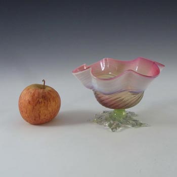 Victorian Pink, Green & Opalescent White Glass Bowl c 1890