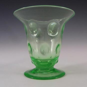 Thomas Webb Uranium Green Glass Bull's Eye Vase - Marked
