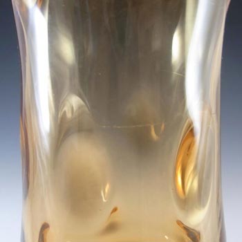 Thomas Webb Golden Amber Glass Bull's Eye Vase - Marked