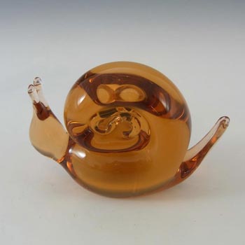 Wedgwood Topaz Glass Snail Paperweight L5011 - Marked