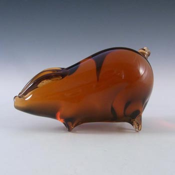 Wedgwood Topaz/Amber Glass Pig Paperweight SG439