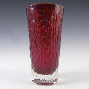 Whitefriars #9831 Baxter Ruby Red Glass Textured Vase