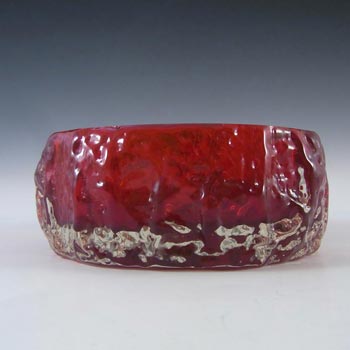 Whitefriars #9688 Baxter Ruby Red Glass Textured Bark Bowl