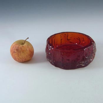Whitefriars #9688 Baxter Ruby Red Glass Textured Bark Bowl