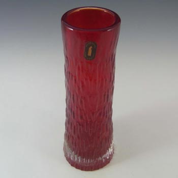 Whitefriars #9834 Baxter Ruby Red Glass Textured Vase