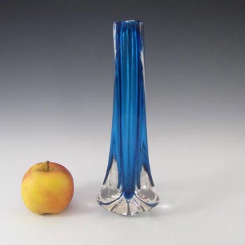 Whitefriars #9570 Baxter Kingfisher Blue Glass Three Sided Vase