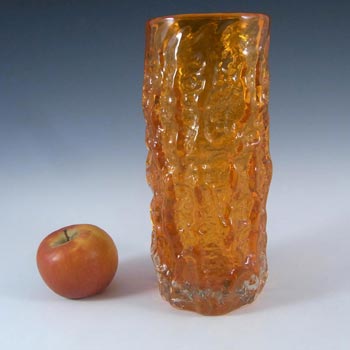 Whitefriars #9690 Baxter Tangerine Glass 7.5" Textured Bark Vase