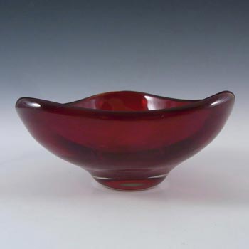 Whitefriars #9516 Ruby Red Glass Three Sided Bowl