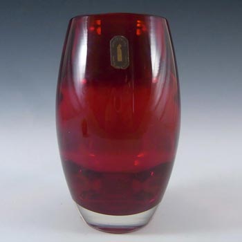 Whitefriars #9587 Baxter Ruby Red Glass 5.75\" Ovoid Vase
