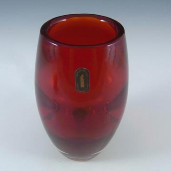 Whitefriars #9587 Baxter Ruby Red Glass 5.75" Ovoid Vase