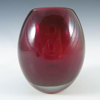 Whitefriars #9518 Baxter Ruby Red Glass 4" Ovoid Vase