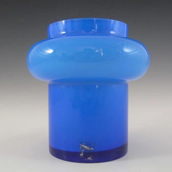Alsterfors #S5013 Blue Cased Glass Vase Signed Per Olof Ström \'70