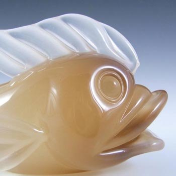 Archimede Seguso Alabastro Glass Fish Sculpture - Label