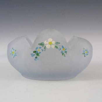 Bagley #3169 Art Deco Frosted Blue Glass 'Tulip' Posy Bowls
