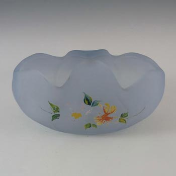 Bagley #3169 Art Deco Frosted Blue Glass 'Tulip' Posy Bowls