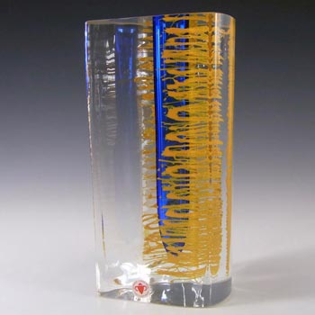 Beranek #1999/24/22 Czech Blue & Yellow Glass Vase by Jan Konarik