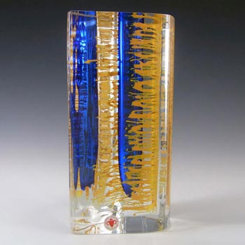 Beránek #1999/24/22 Czech Blue & Yellow Glass Vase by Jan Konarik