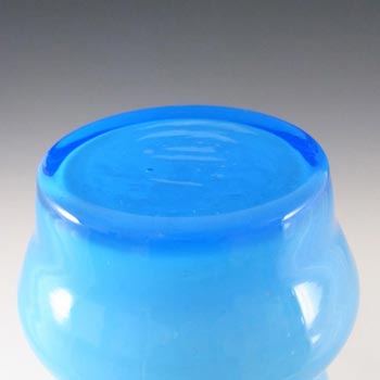 Scandinavian Vintage Blue Cased Glass Hooped Vase