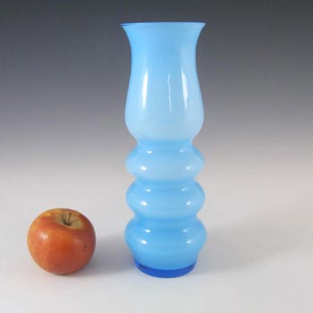 Scandinavian Vintage Blue Cased Glass Hooped Vase