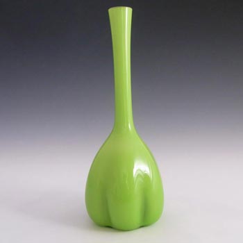 Elme 1970s Scandinavian Green Cased Glass \'Melon-Form\' Vase